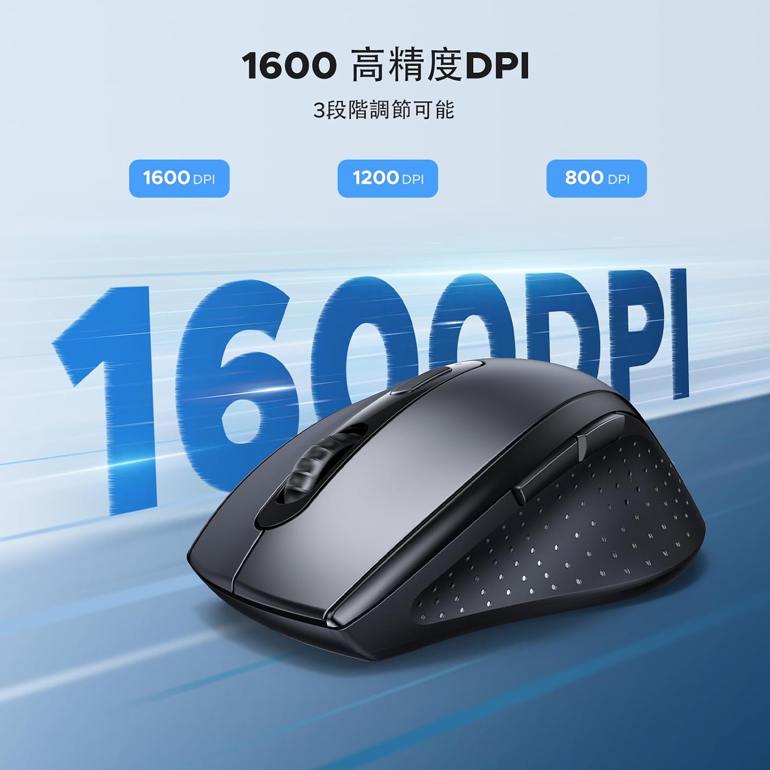 Detalle 2 de UGREEN ワイヤレスマウス Mサイズ 2.4GHz・5ボタン・最大1600DPI