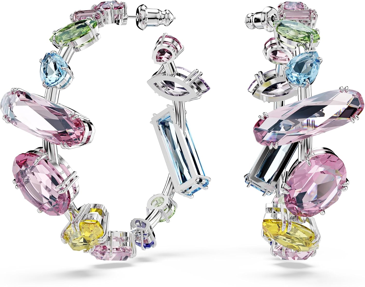 Thumbnail 6 de Orecchini pendenti Gema di Swarovski – design asimmetrico e multicolore, placcatura rodio