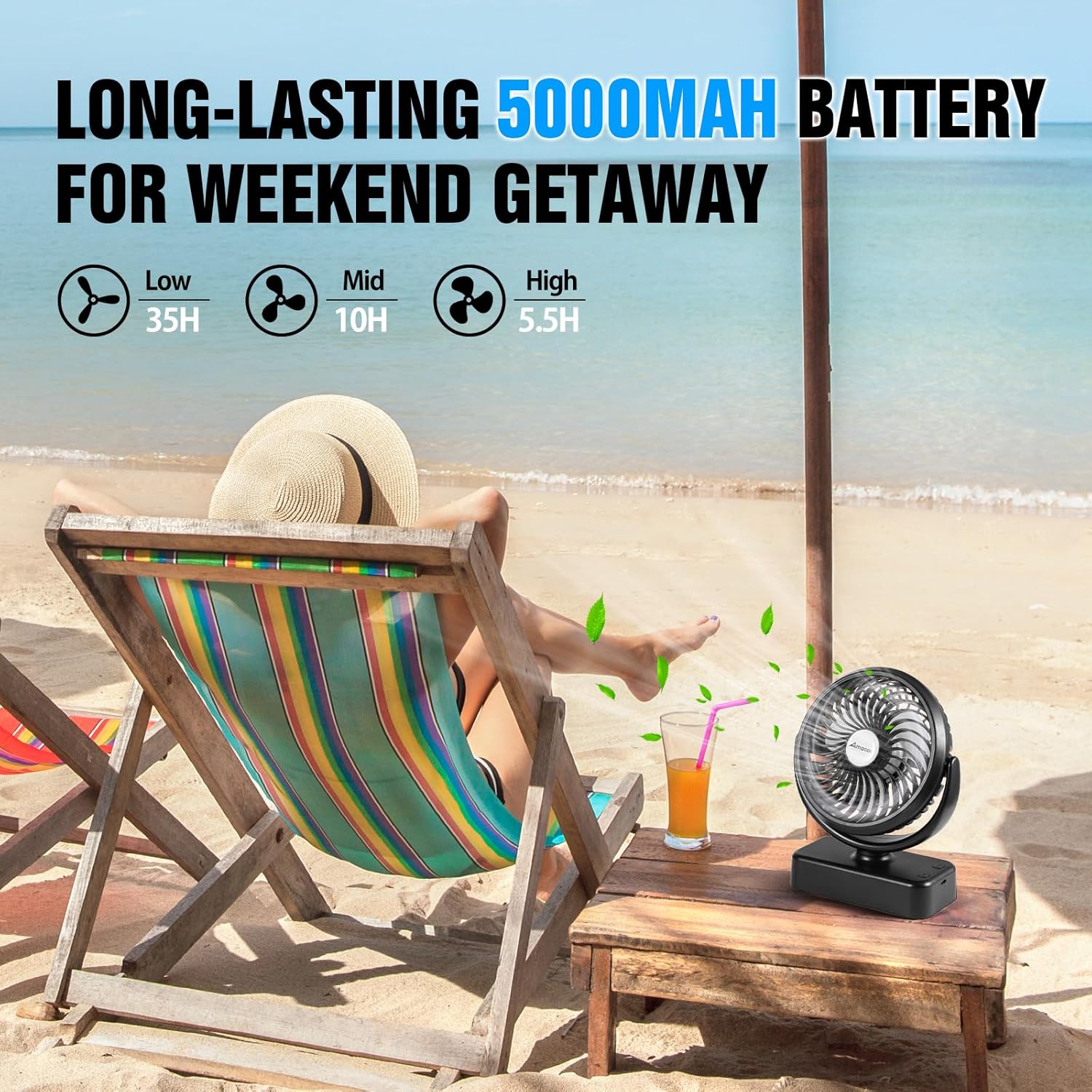 Thumbnail 3 de Amacool Portable Camping Fan 40H rechargeable lantern ⛺