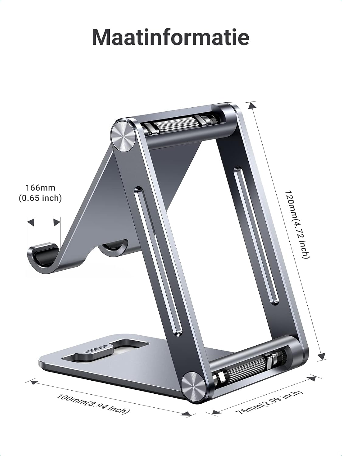 Thumbnail 6 de UGREEN verstelbare aluminium telefoonstandaard, opvouwbaar en grijs