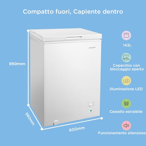 Detalle 2 de COMFEE' RCC146WH2EU(E) 143L Congelatore a Pozzetto Indipendente: efficienza, versatilità e praticità