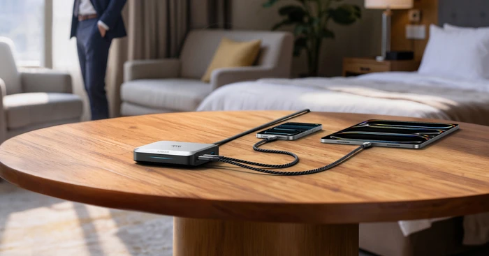 Detalle de Anker Prime 4-in-1 Ladestation 150 W – kabellose Vielseitigkeit am Schreibtisch