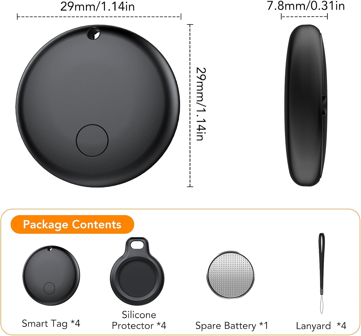 Thumbnail 6 de Ajblg Air Tracker Tag Android Smart Tag – Schlüsselfinder KeyFinder im 4er-Set für Google Find Hub (Android NUR)