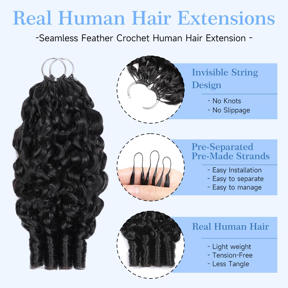 Detalle de Burmese Curly Crochet Hair 18 Inch 250g 200 Strands Feather Crochet Hair for Black Women, Knotless & Pre-Separated
