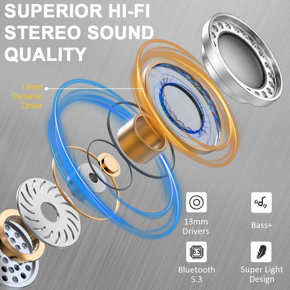 Thumbnail 1 de Drsaec Bluetooth 5.4 Kopfhörer – 6D Bass, ENC-Gesprochen, IPX7, 42 Std Laufzeit