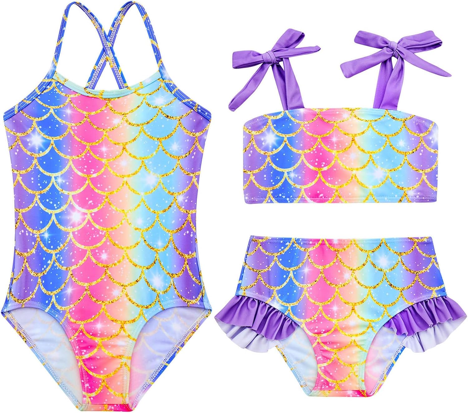 Detalle de Kids4ever Girls Swimming Costume 2 Piece Quick Dry Breathable Bikini Set (2–7 Years)