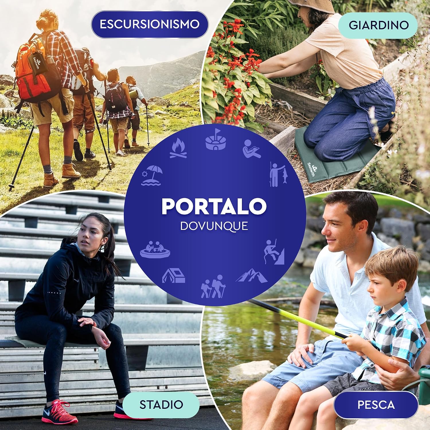 Thumbnail 5 de Seatwith Cuscino da Stadio Pieghevole 35x35 cm: comfort portatile per outdoor