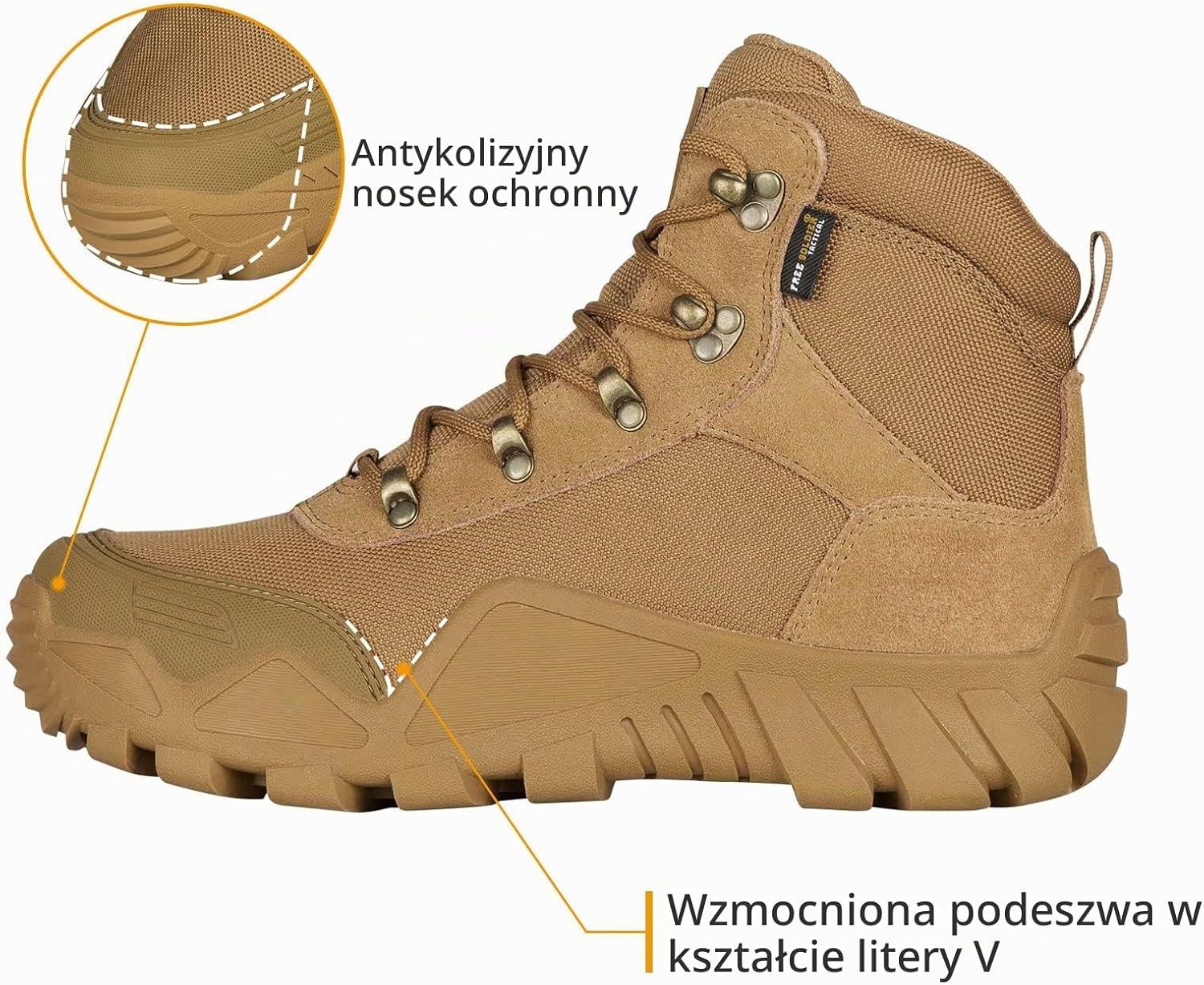 Detalle 1 de FREE SOLDIER 1760419031 – męskie buty trekkingowe z wodoodporną podszewką