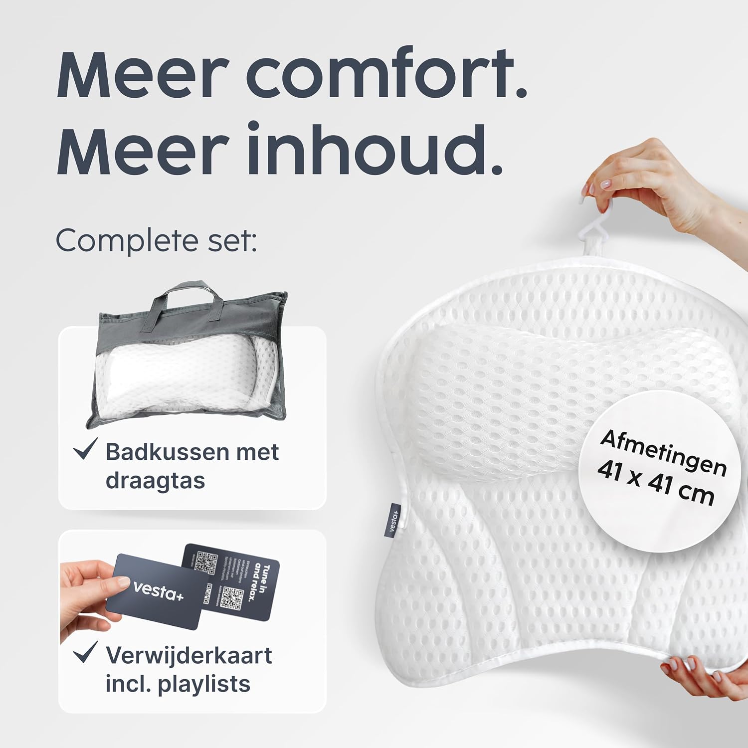 Thumbnail 6 de Vesta+ BK-L-W badkussen XXL, wit, met 6 zuignappen en neksteun van 8 cm