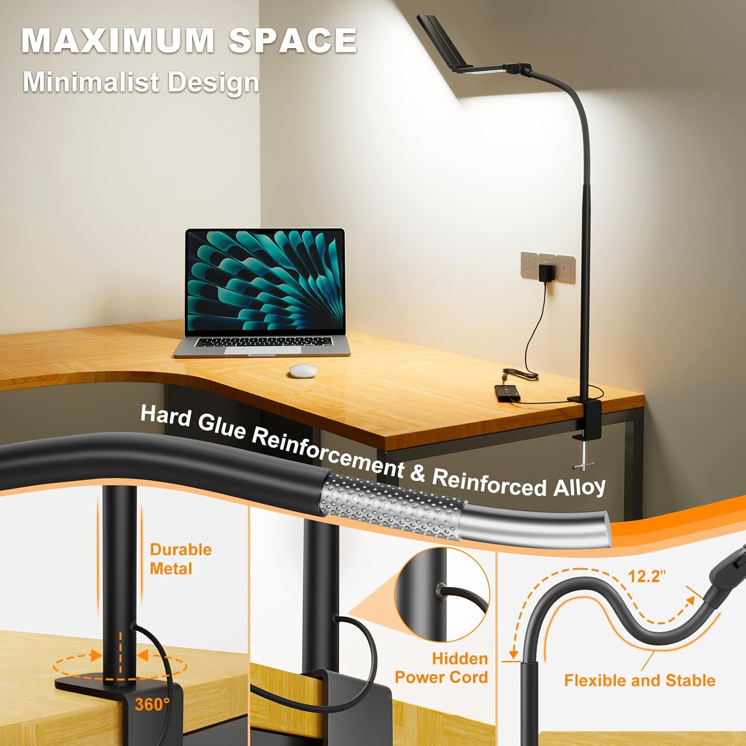 Thumbnail 2 de Kary Schreibtischlampe Led Dimmbar – 4-Lichtbalken, Klemmbar, Tageslichtlampe