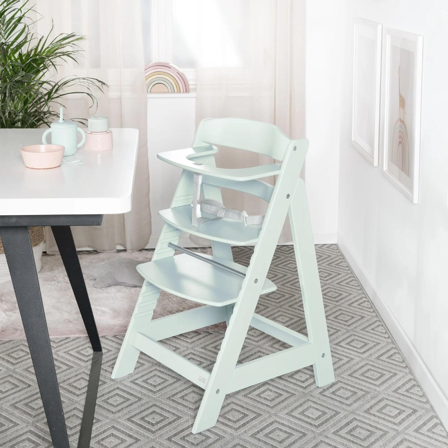 Detalle de roba Babyhochstuhl Sit Up Flex – Mitwachsender Hochstuhl aus Holz, Mint