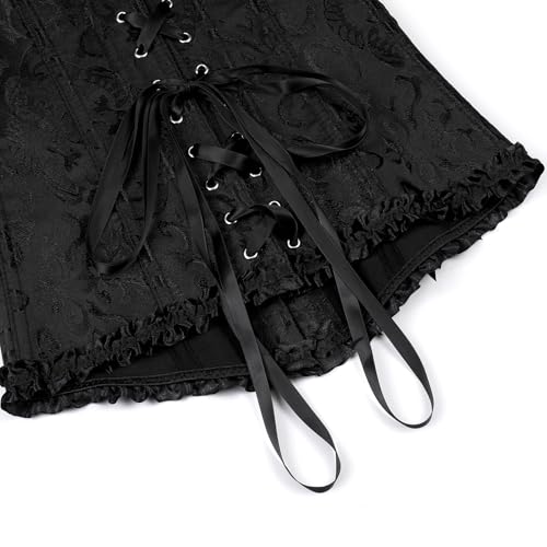 Thumbnail 7 de Demays Black Overbust Corset Top, Lace-Up Back and Steel-Boned Support, Size S
