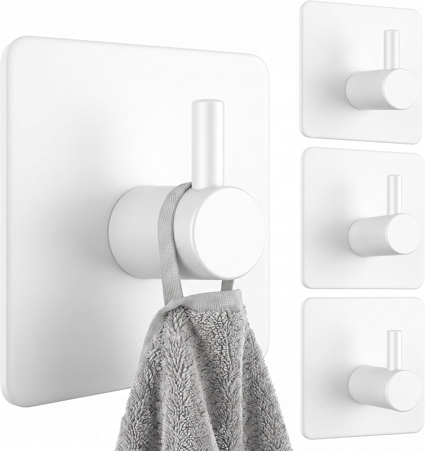Virea Crochets muraux auto-adhésifs sans perçage (jeu de 4) en acier inoxydable, jusqu’à 8 kg