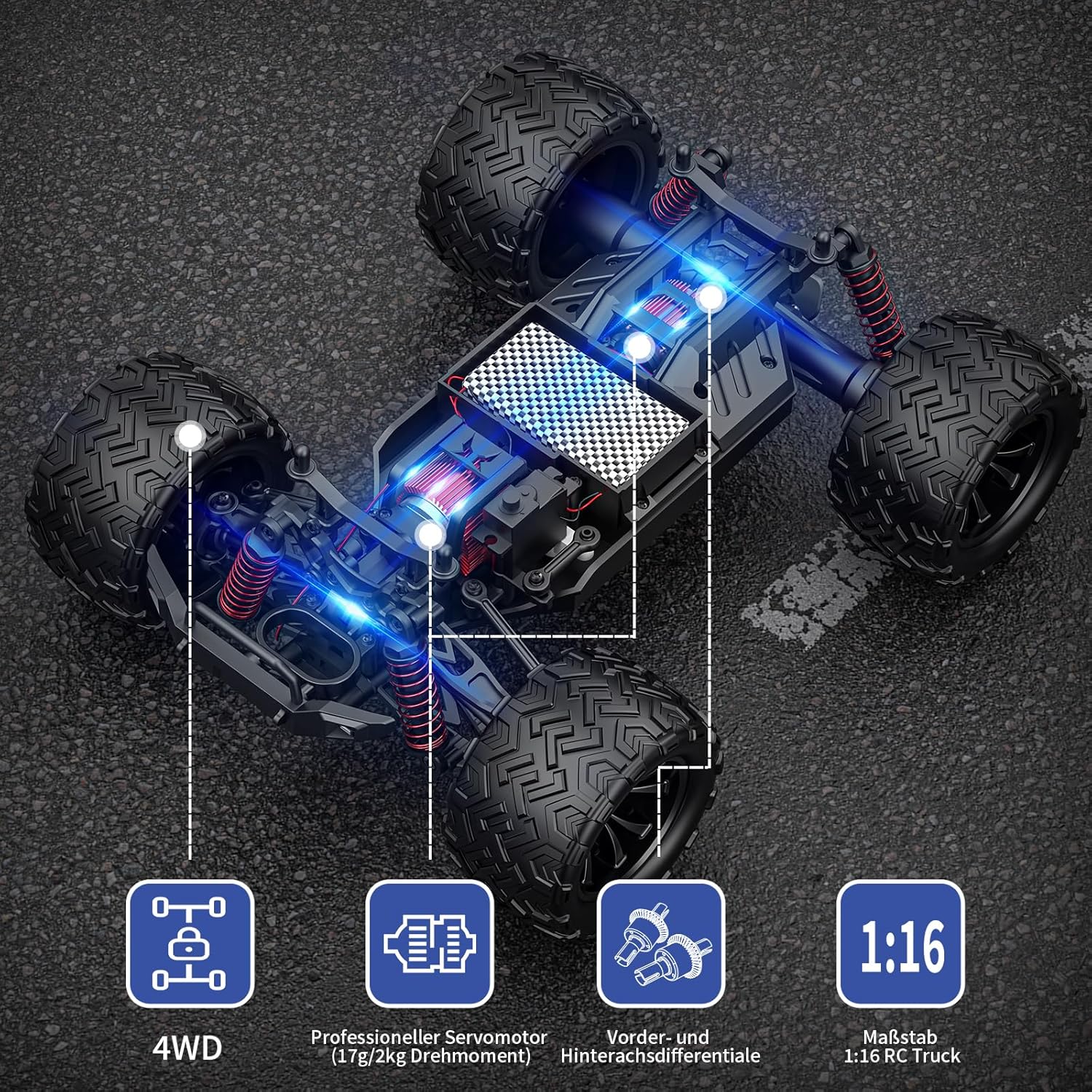 Thumbnail 3 de EVARY Auto telecomandata 1:16 – Monster Truck RC 40 km/h, 2,4 GHz, 4WD