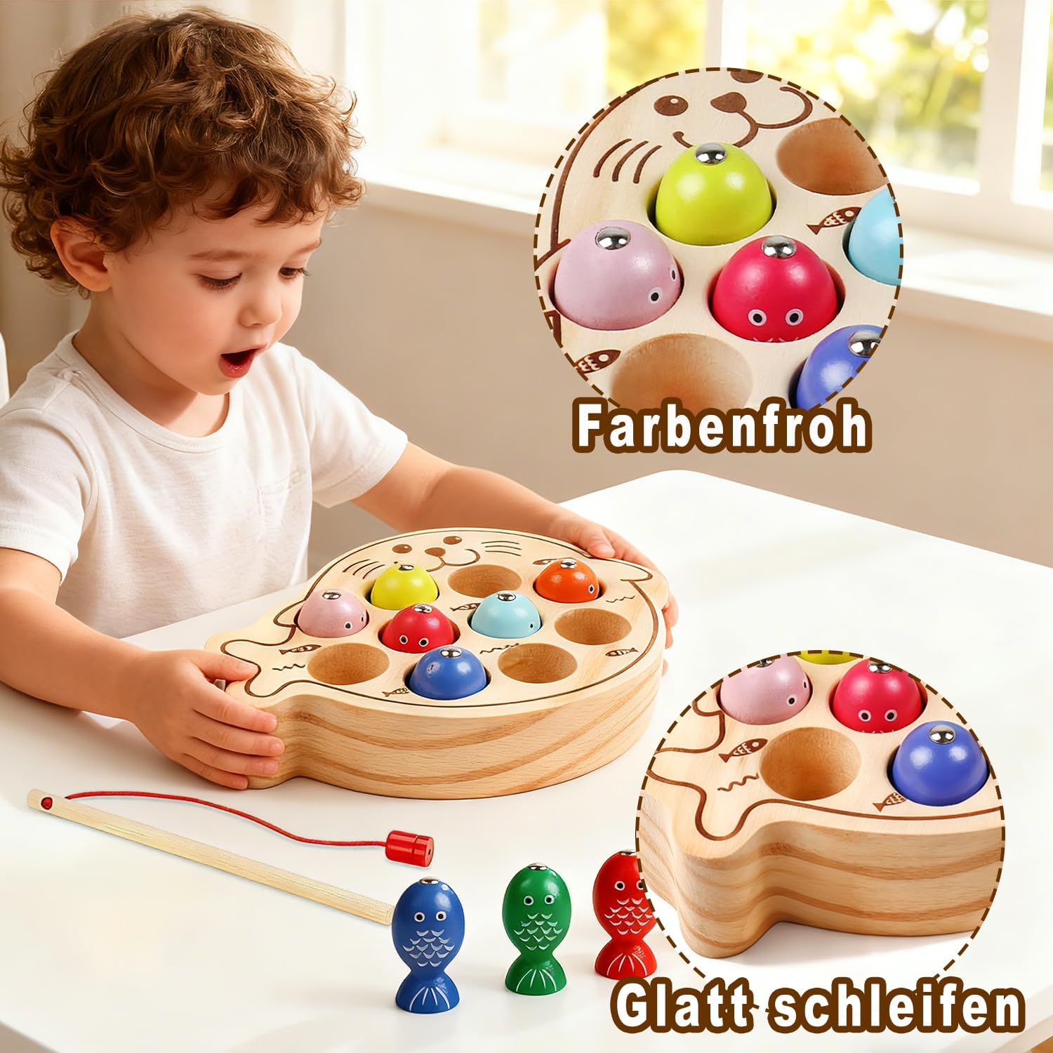 Detalle de Montessori Holzspielzeug Magnet-Angel ab 3 Jahren
