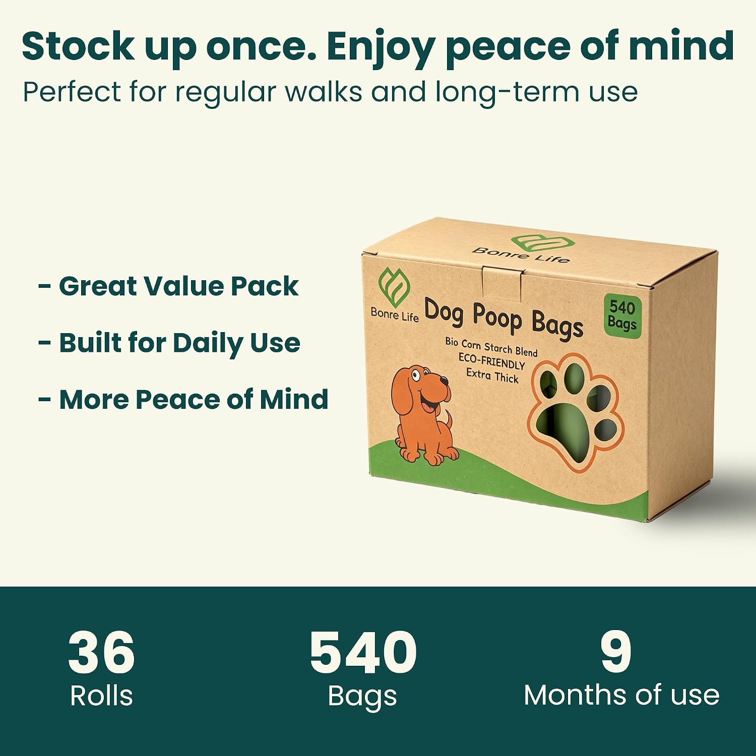 Detalle 2 de Bonre Life Dog Poop Bags 540 biodegradable