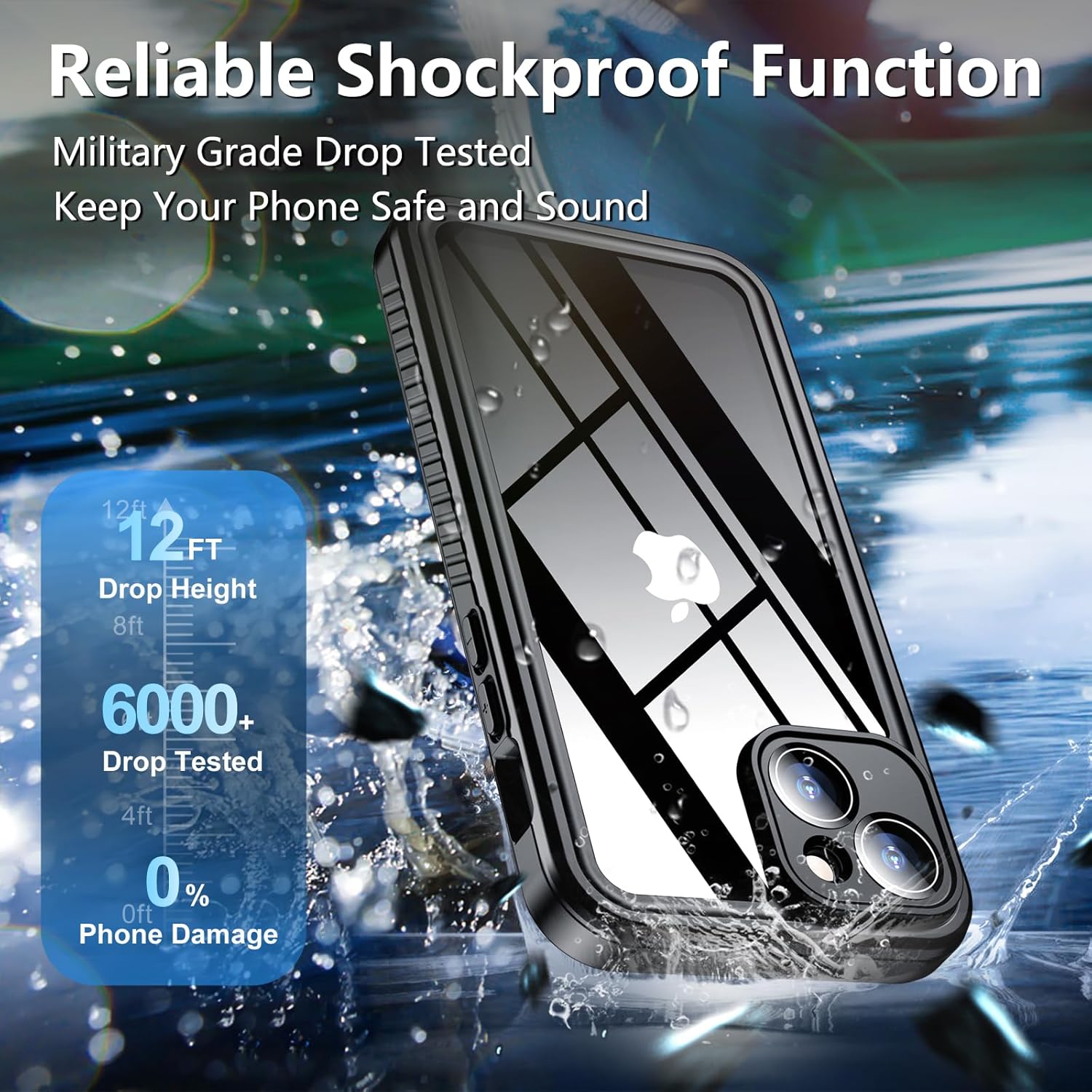 Detalle de SPIDERCASE iPhone 15 Waterproof Case 12FT