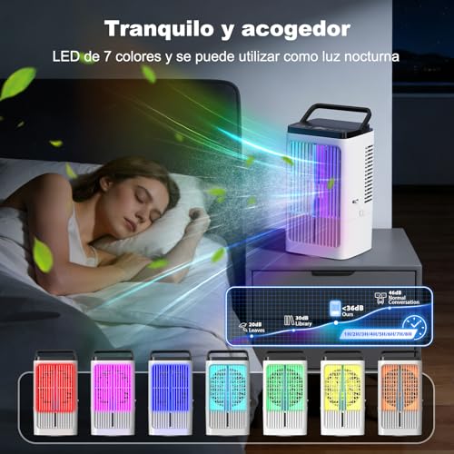 Detalle 2 de Terraspire Aire Acondicionado Portátil 4 en 1 (Blanco) – Enfriador, Humidificador y LED, 1200 ml
