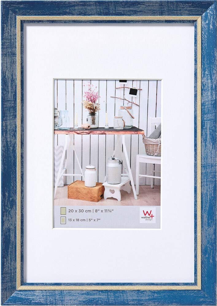 Detalle de Walther Design Cadre Photo Bleu 30 x 40 cm avec Passe-Partout – EL040L Chalet Design