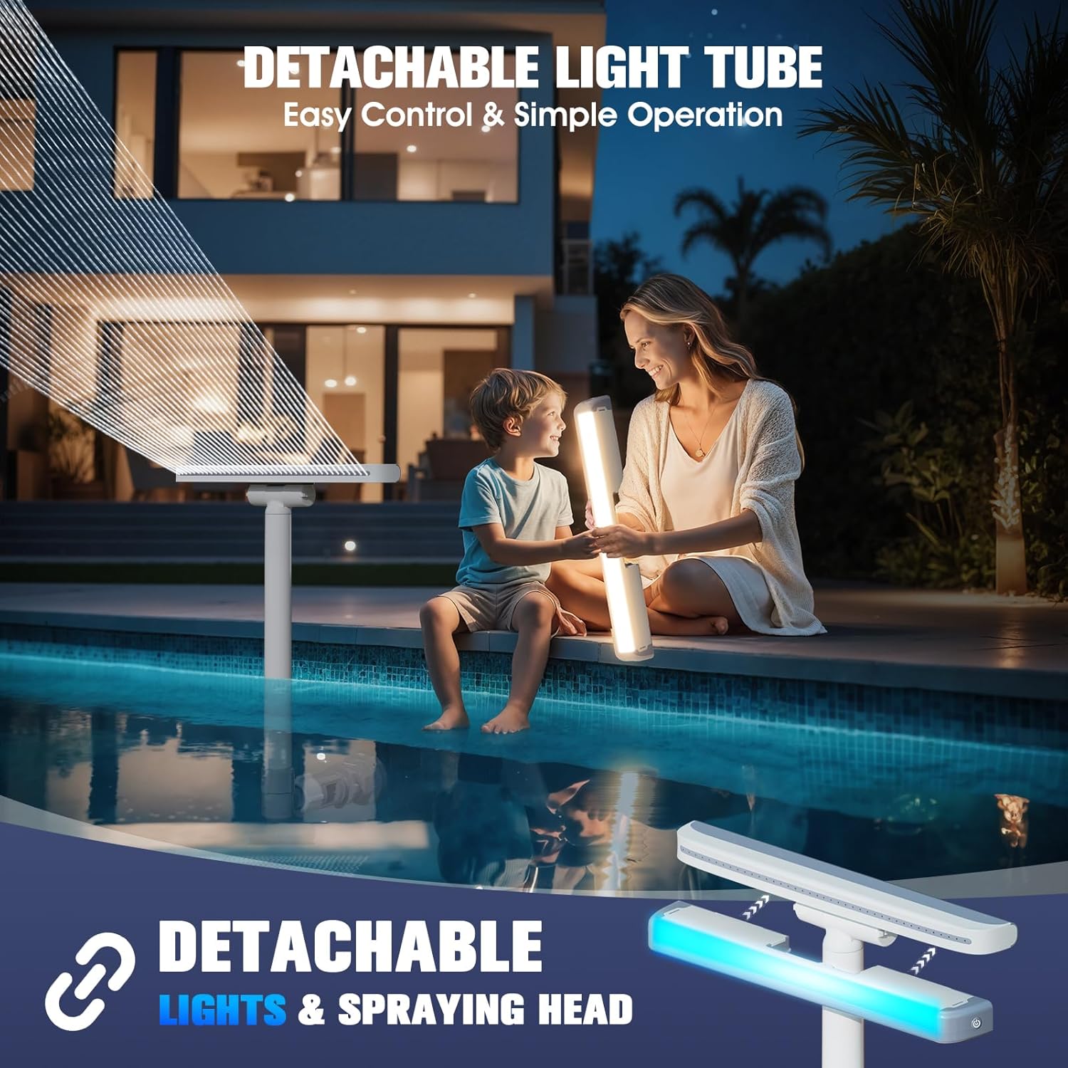 Thumbnail 3 de KingSom Pool Wasserfall mit LED – LED-Fontäne für Aufstell- & Eingrabene Pools