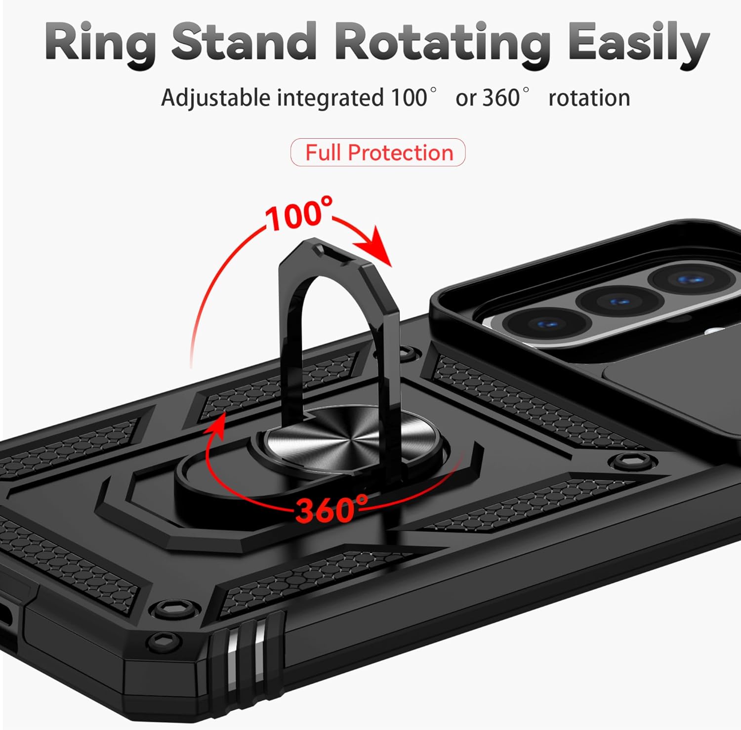 Thumbnail 4 de ANLYGOLD Coque Galaxy A57 5G avec 2 Verre Trempé et Couvercle Coulissant de Caméra – Protection renforcée et Support 360°