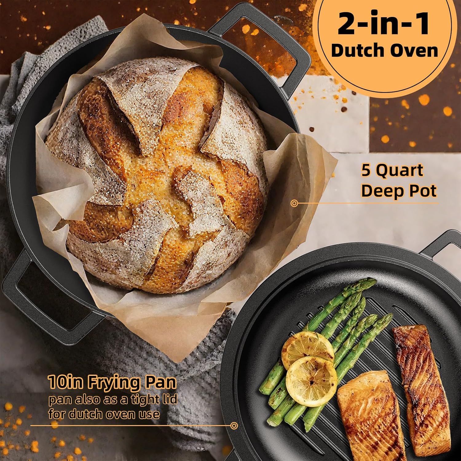 Thumbnail 4 de Umite Chef Cast Iron Dutch Oven 5QT