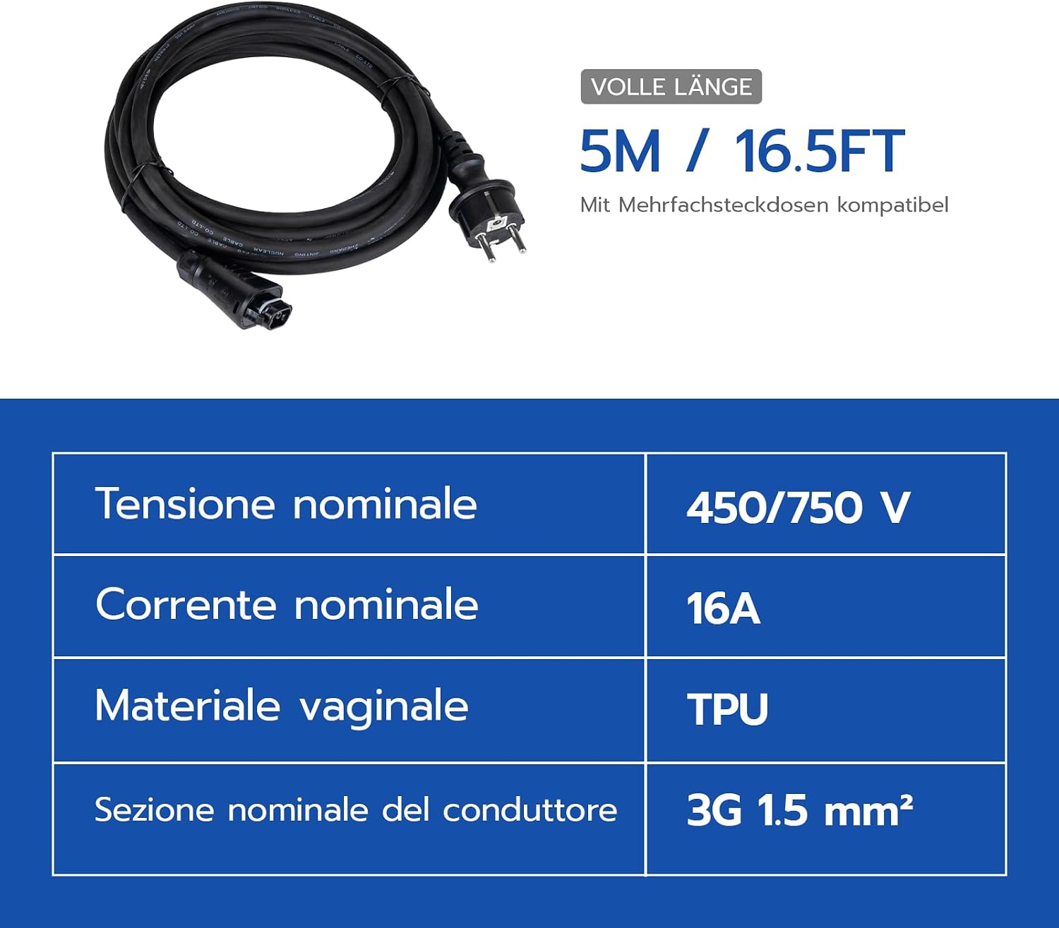 Detalle 2 de WSPIHO BC05 AC Kabel 5 m 🔌