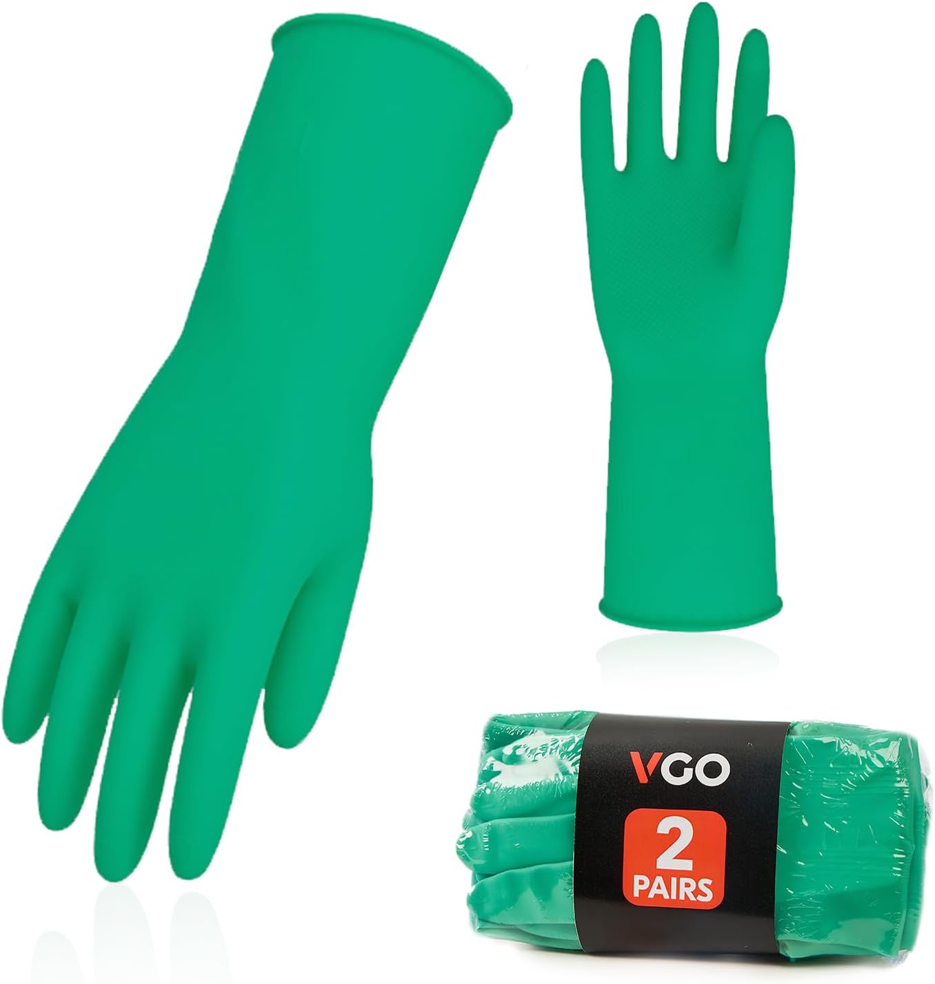 Thumbnail 6 de Vgo 3-Pairs Reusable Household Gloves, Extra Thick Rubber Dishwashing Gloves (Size L, Green, HH4601)