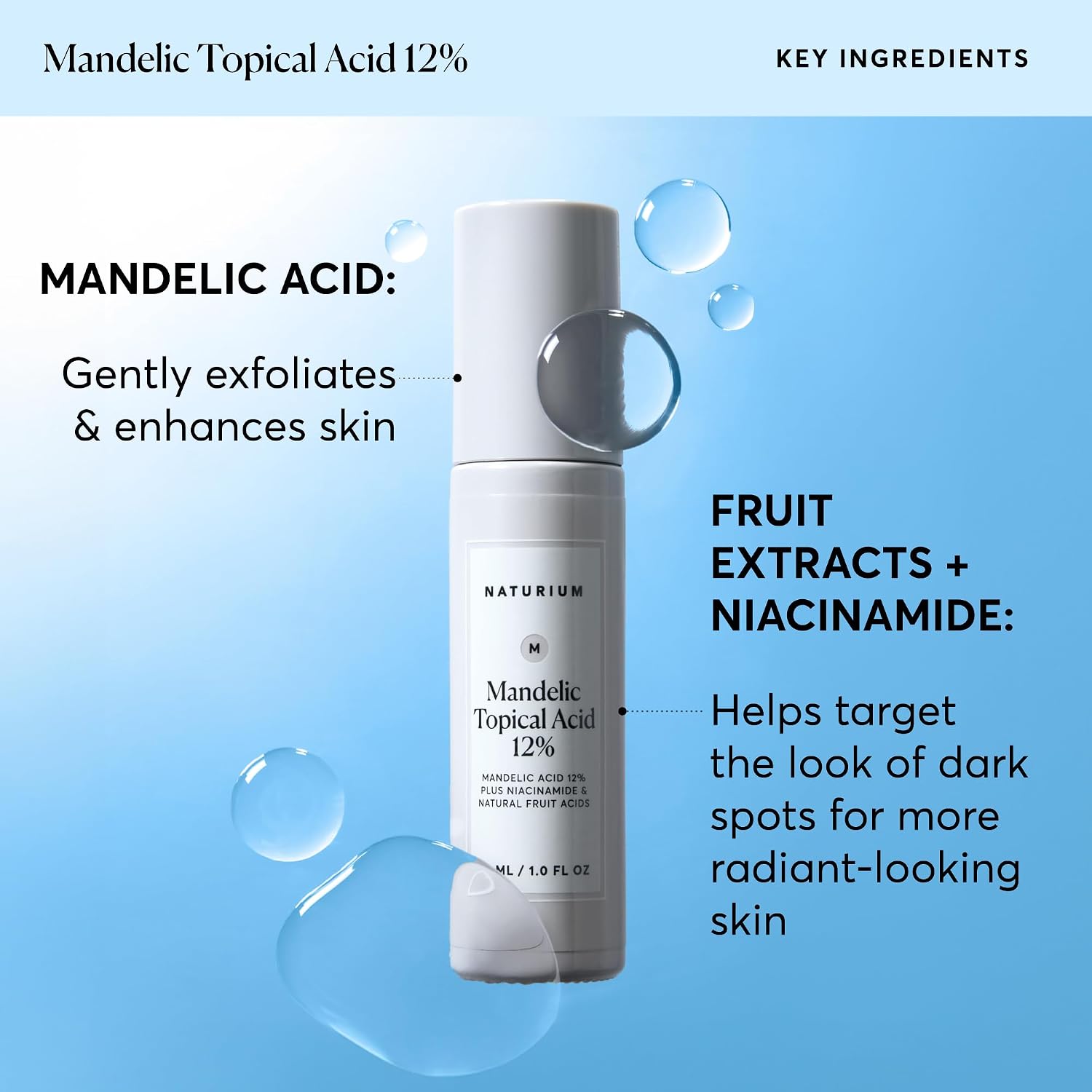 Detalle de Naturium Mandelic Topical Acid 12% Plus Niacinamide (1 oz) — leave-on exfoliating anti-aging treatment