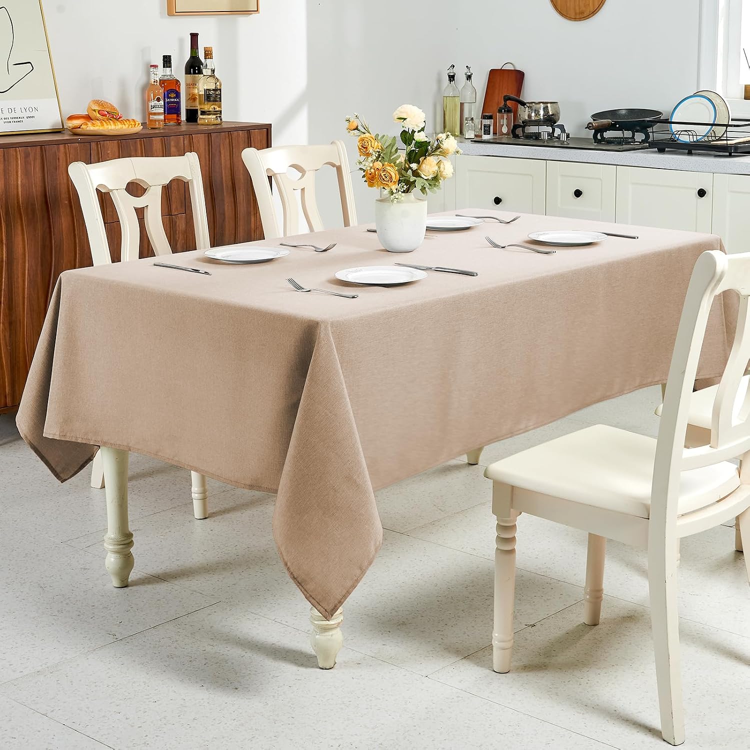 Thumbnail 6 de IVAPUPU Textured Linen Table Cloth for Rectangle Tables – Khaki 60 x 84 Inch