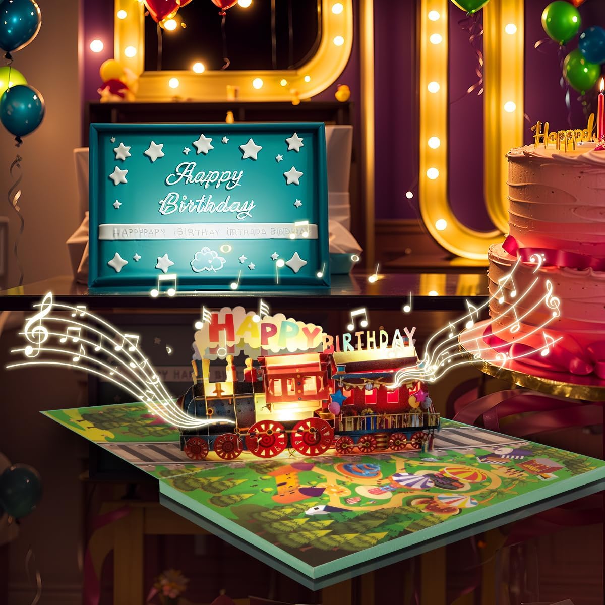 Thumbnail 2 de CNLITIHEKA Musical Train Birthday Card