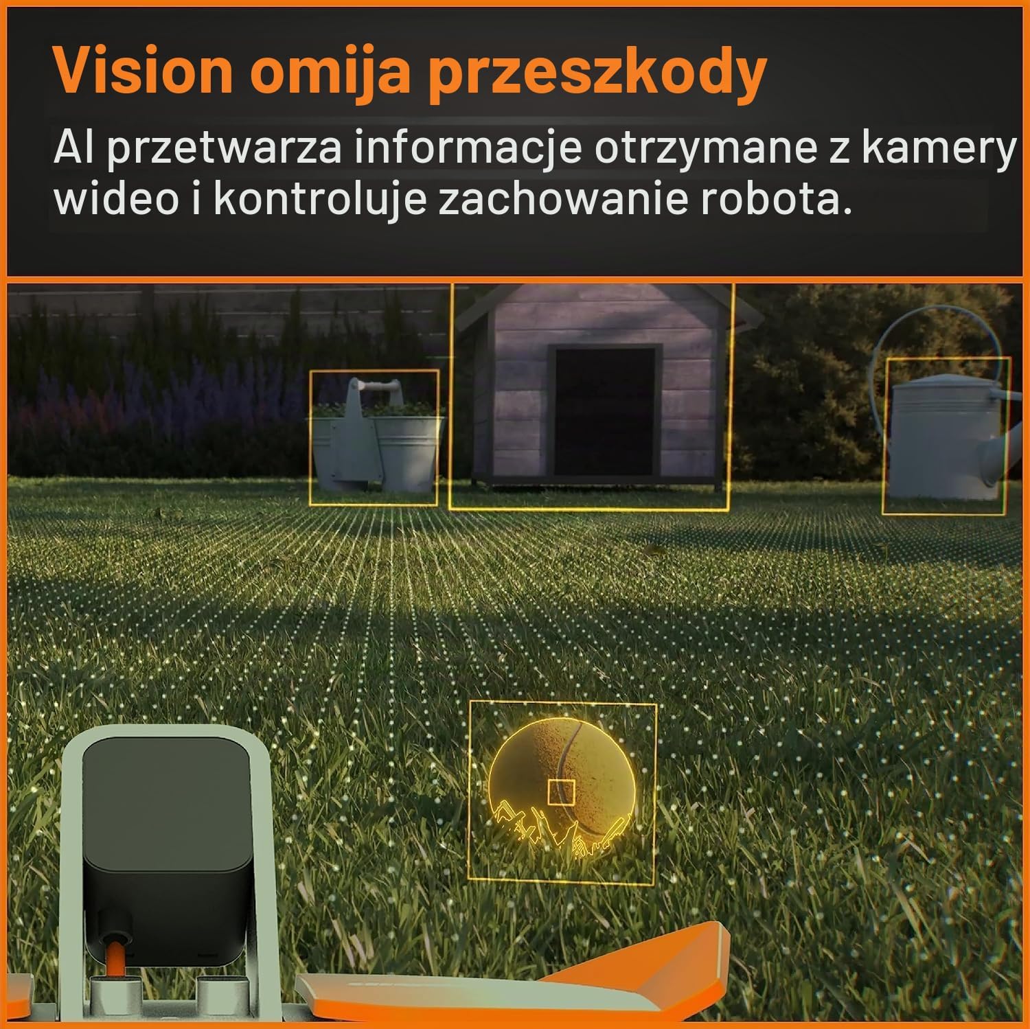Detalle 2 de WORX Landroid Vision WR208E.1 – robot koszący do 800 m² z kamerą Full HD