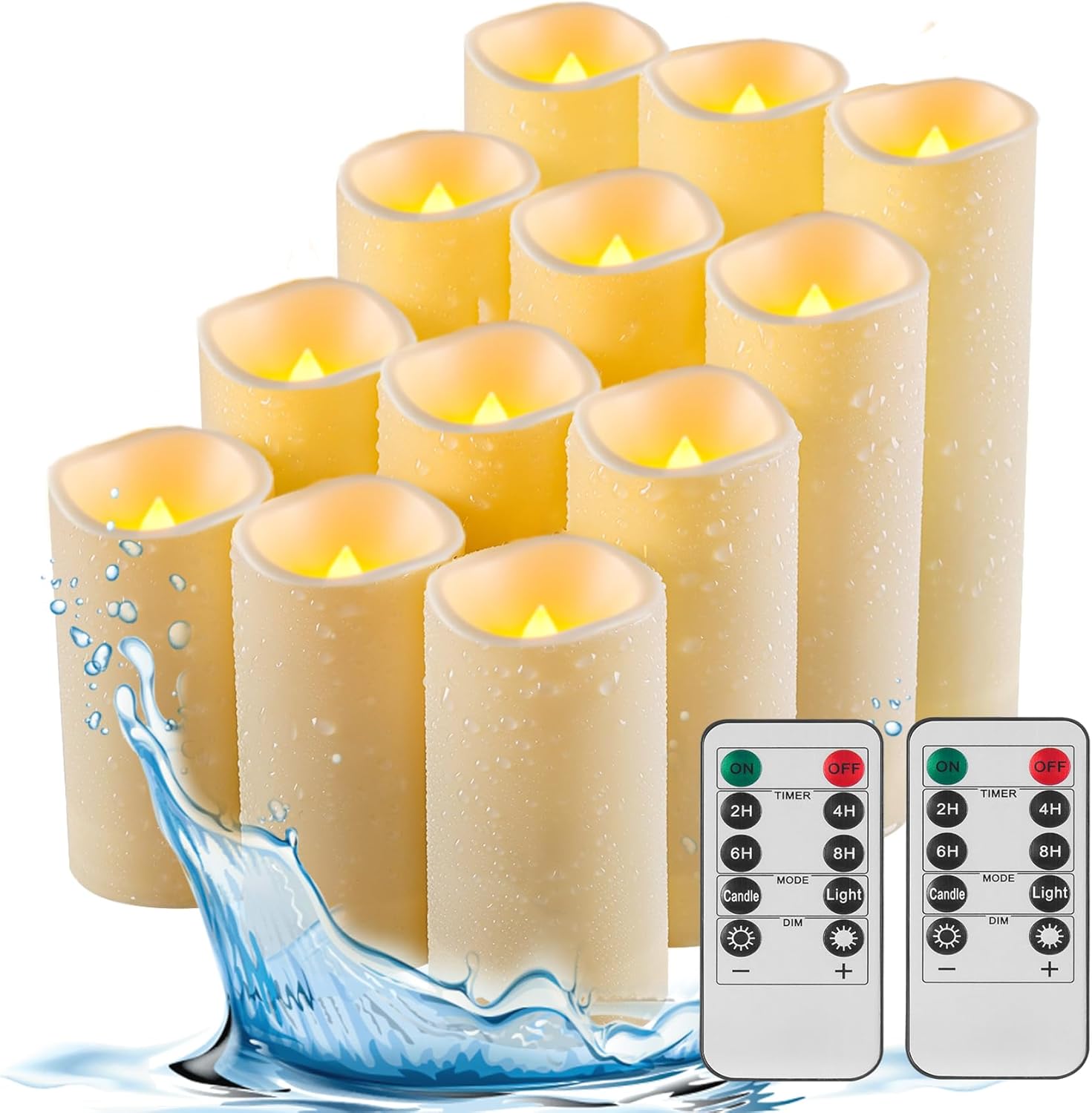 Thumbnail 6 de Fanzir wasserdichte LED-Kerzen mit Fernbedienung & Timer (batteriebetrieben), 12er-Set