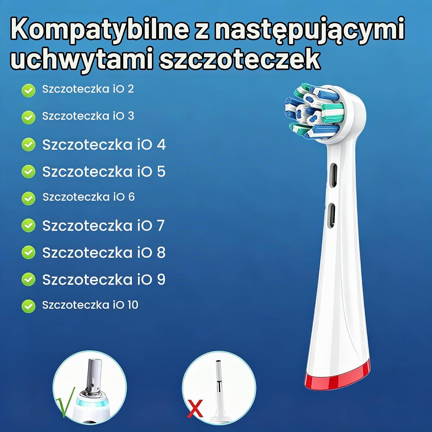 Detalle 2 de SLOWLEIF CW70-i – końcówki do szczoteczki iO, nylonowe włosie i wskaźnik zużycia