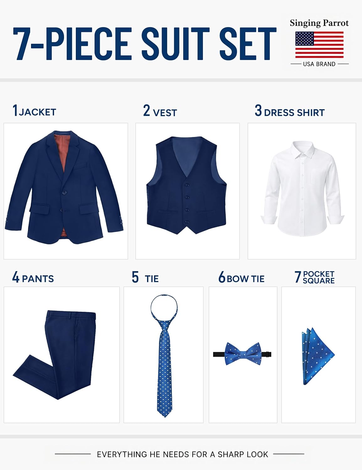 Detalle 2 de Singing Parrot Boys’ Suit Set, 7-Piece