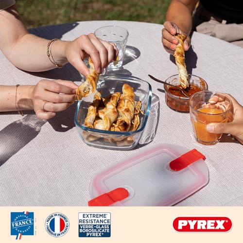 Detalle de Pyrex Cook & Heat – Lot de 5 Boîtes en Verre Borosilicate, Couvercles Hermétiques avec Valve vapeur, Made in France