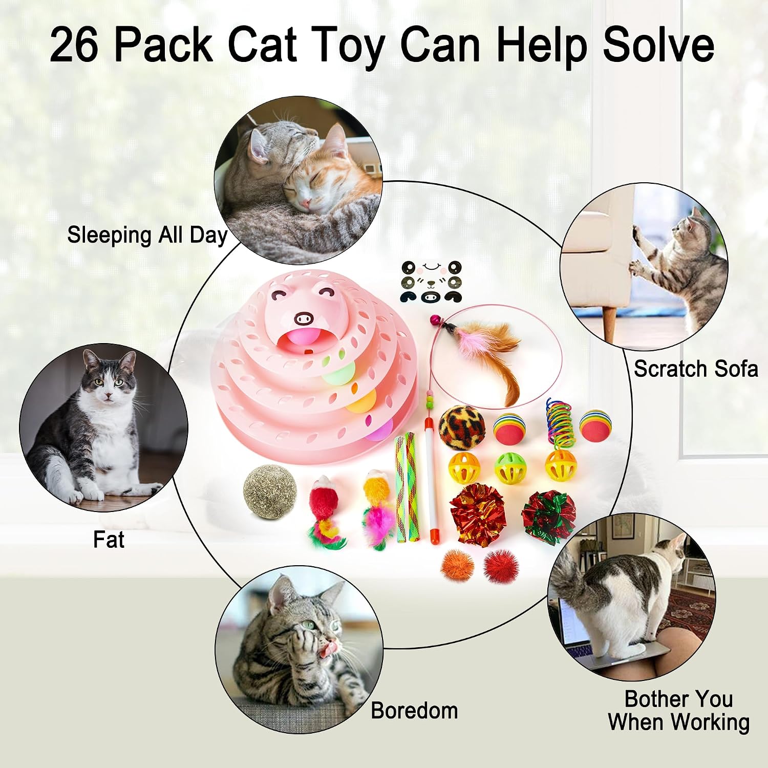 Detalle de Suhaco 26 PCS cat track toys set