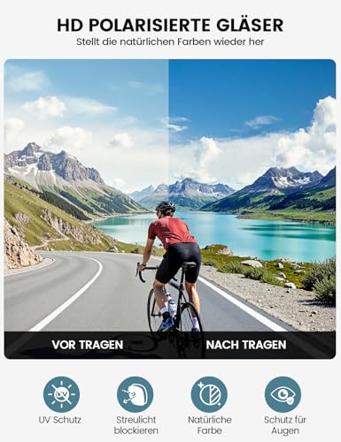 Detalle de Lamicall Schnelle Brille – Leichtgewichtige Sportbrille mit Polarisierung (24 g, TR-90) für Fahrrad, Laufen und Outdoor