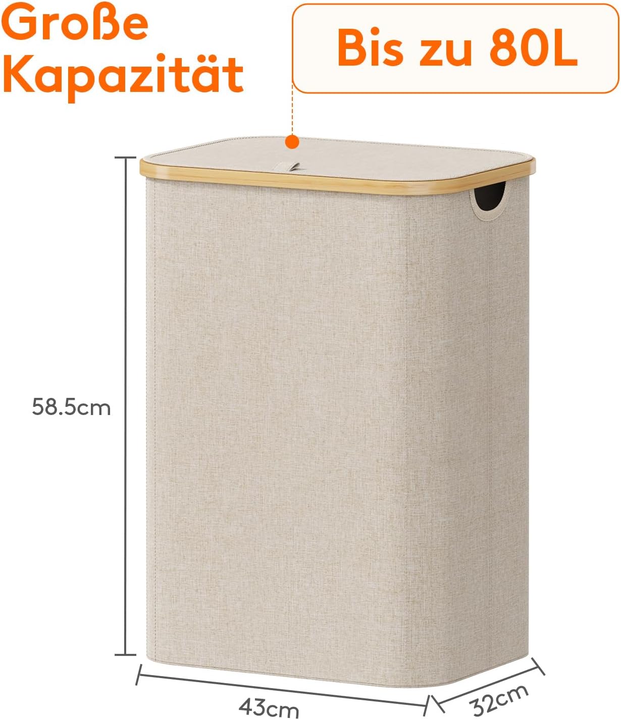 Detalle 2 de Lifewit 80L Wäschekorb mit Deckel