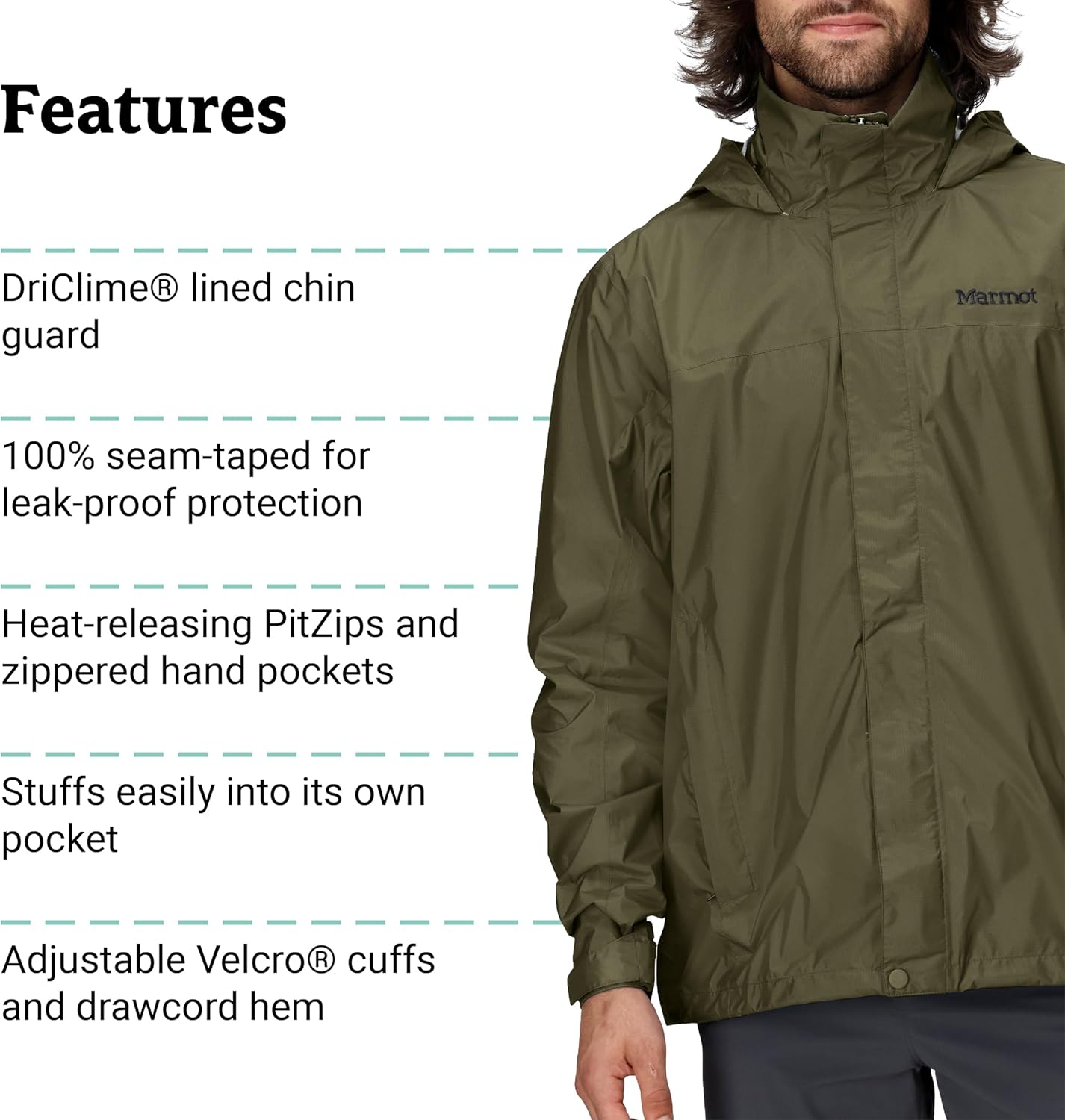 Detalle de MARMOT Men's Precip Eco Waterproof Rain Jacket