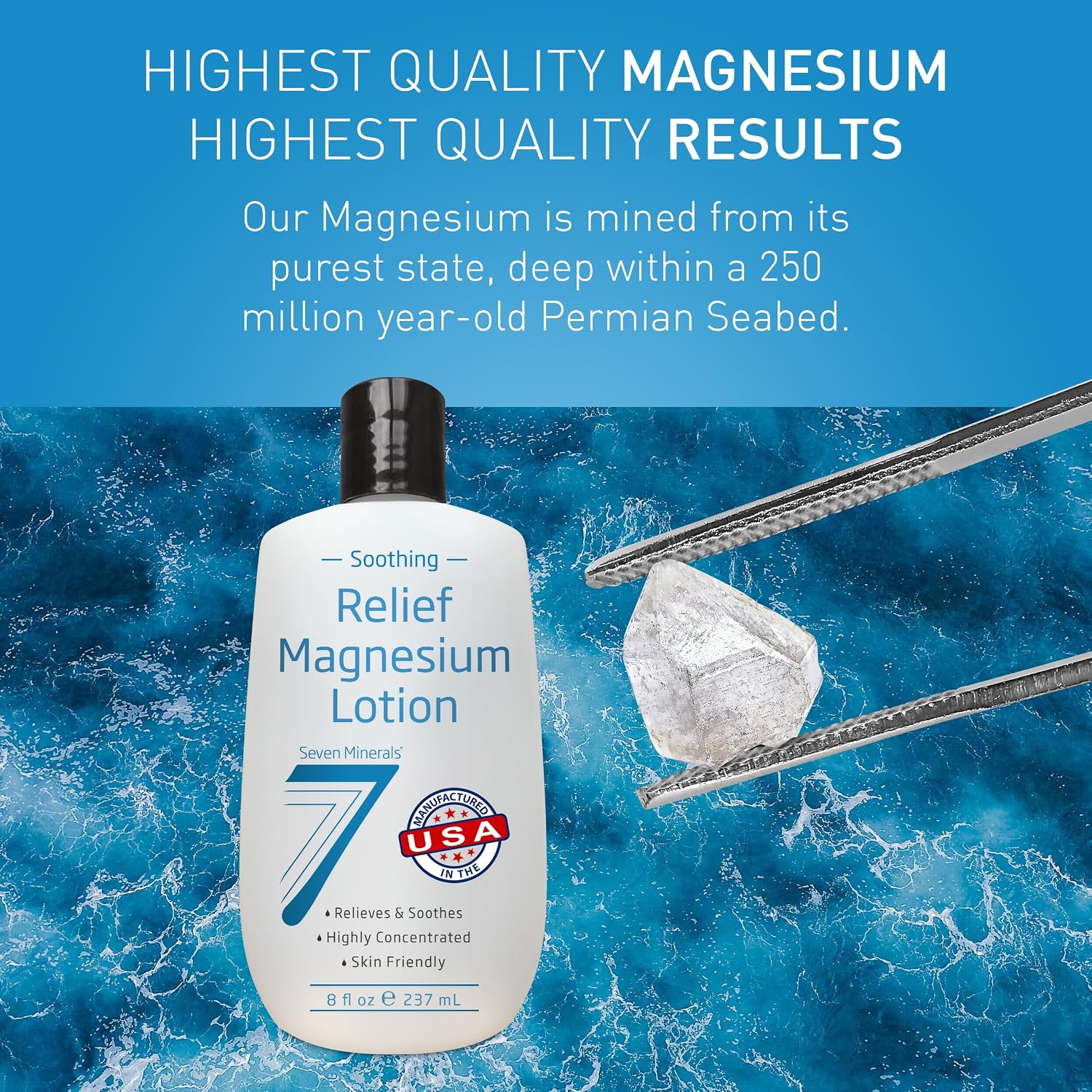 Detalle de Seven Minerals Magnesium Lotion for Sleep: Soothing Relief & Relaxation (8 fl oz)