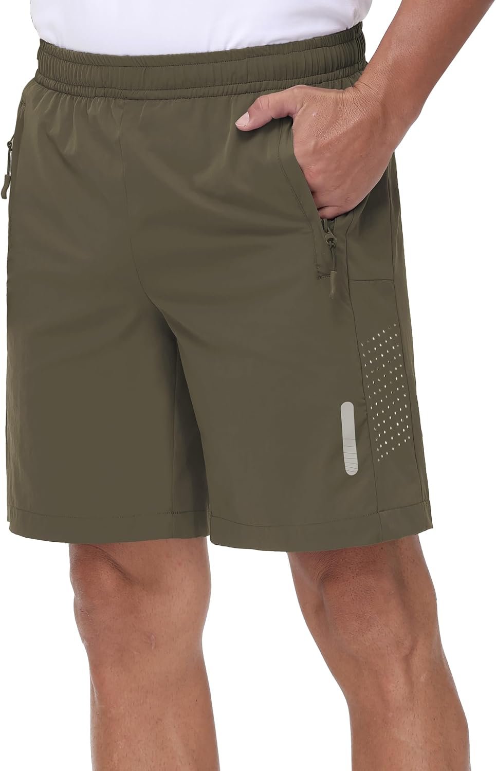 Detalle de Rvinroo Men's 8-Inch Sports Shorts with Zip Pocket