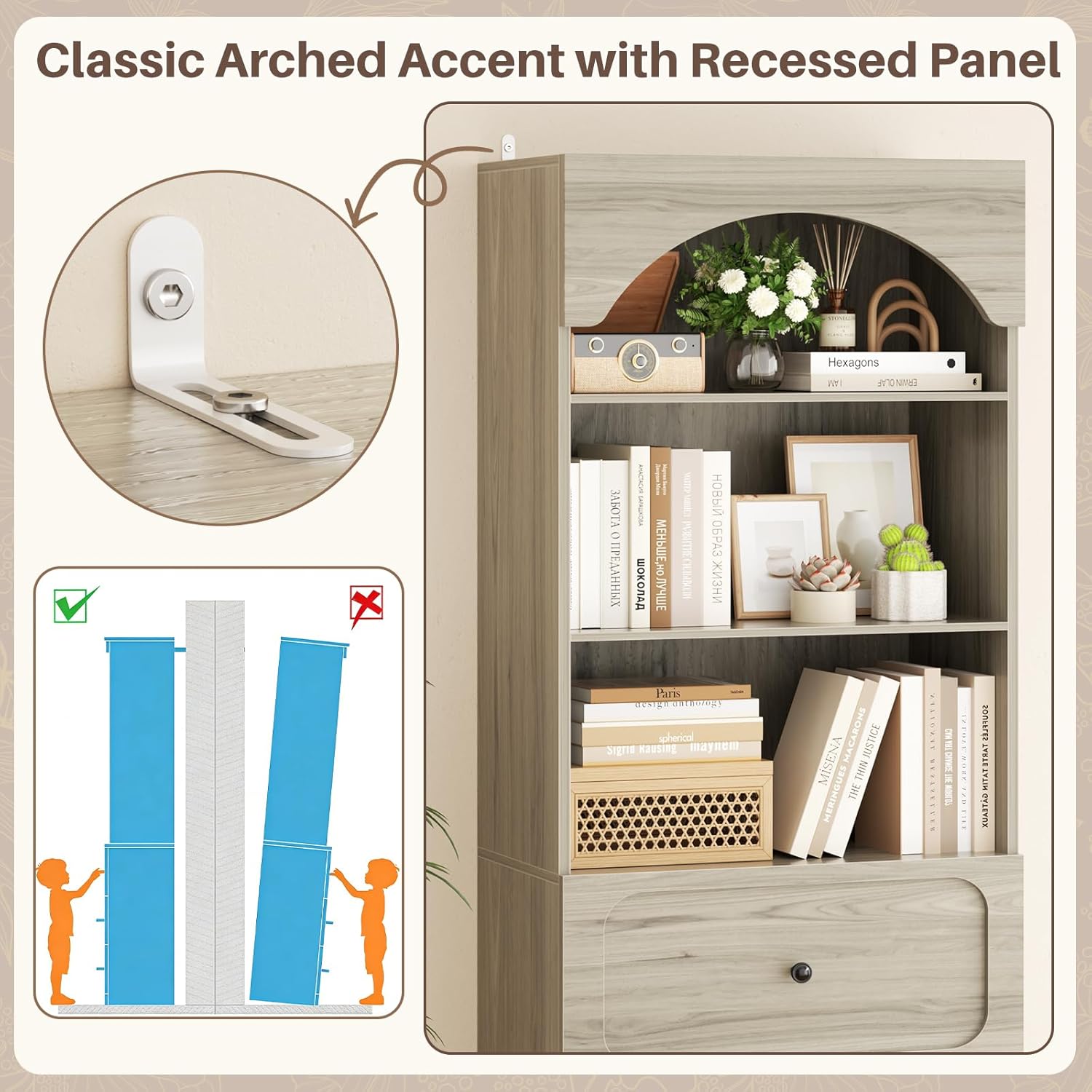 Detalle de Cyclysio Bookcase, 80-Inch Tall
