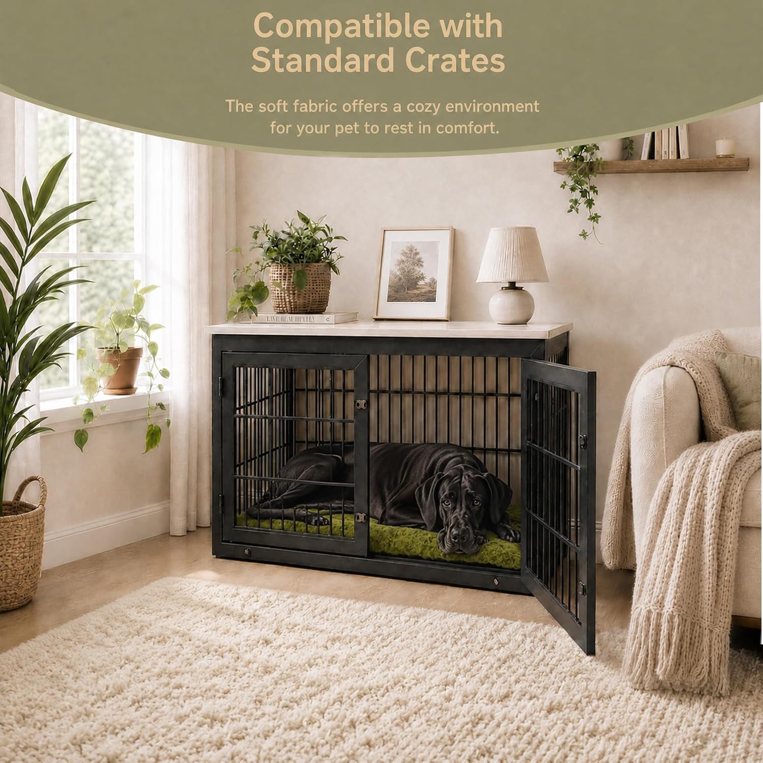 Detalle 1 de Exsnugy US1EXDB01 Dog Bed Mat, 36 x 23-Inch Plush Washable Crate Pad
