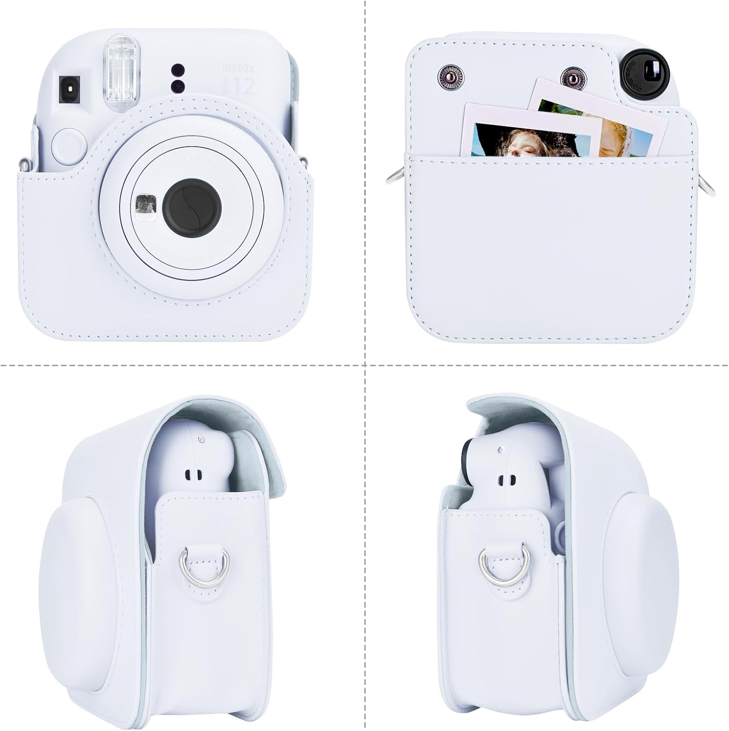 Thumbnail 2 de Rieibi Camera Case for Fuji Instax Mini 12 (White) – Crafted Fit with Front Panel, Strap and Back Pocket