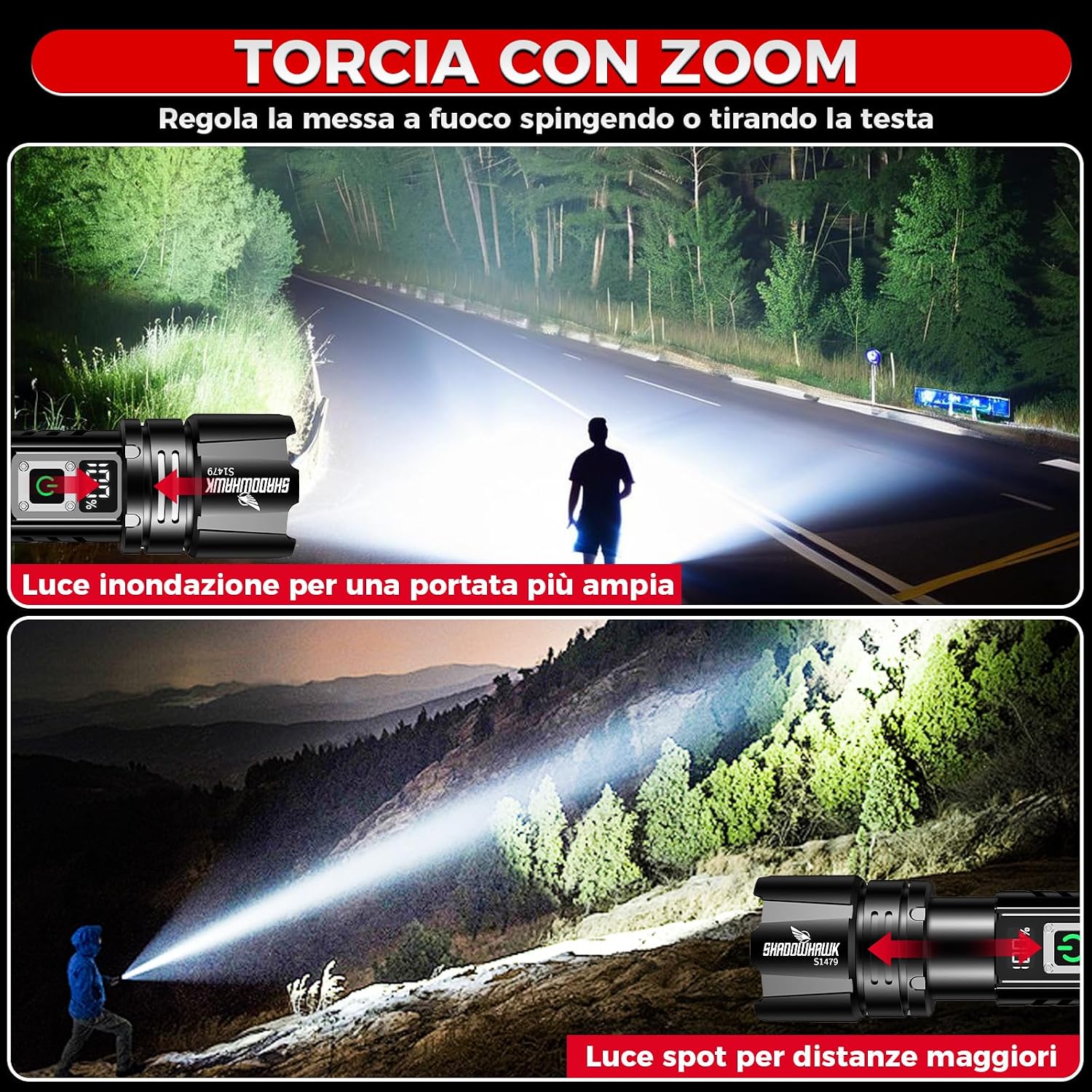 Detalle 2 de Shadowhawk S1479 Torcia LED 1.000.000 lumen 🔦