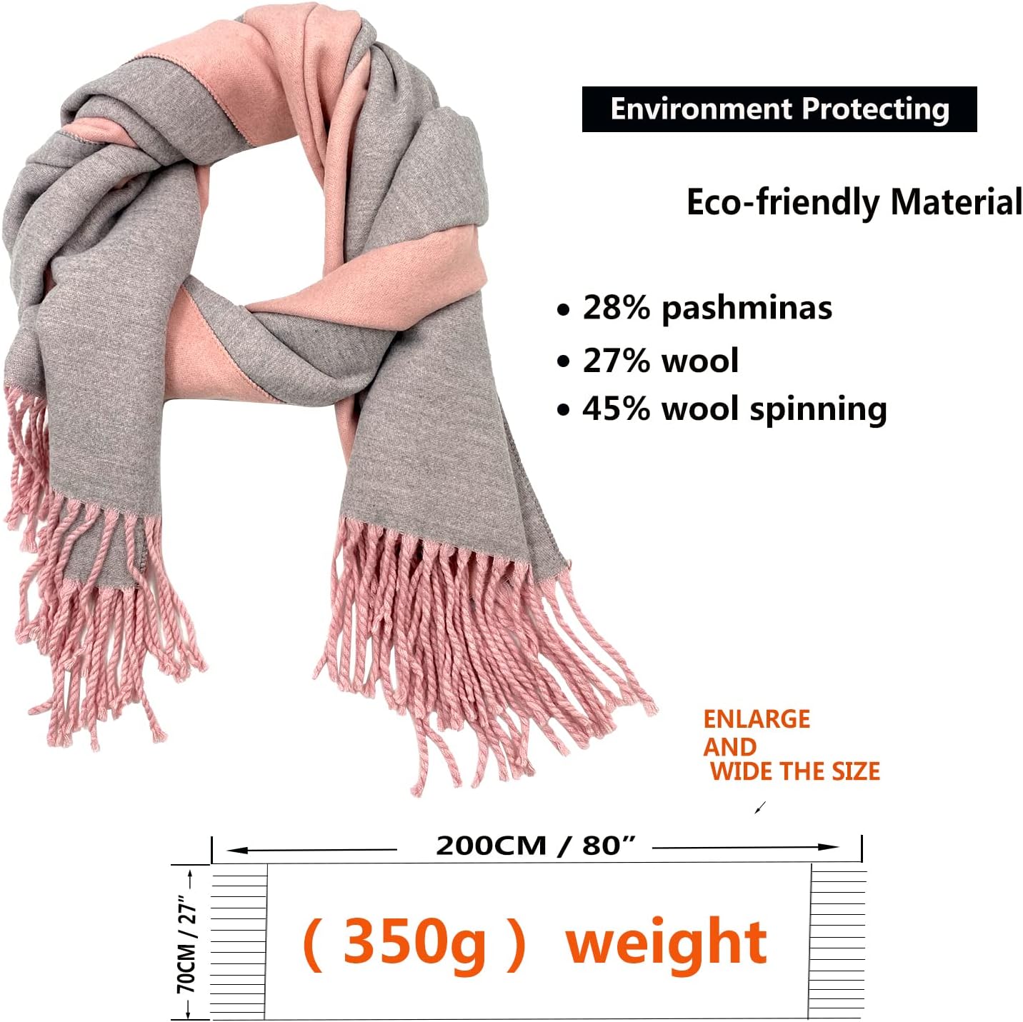 Detalle 2 de ehsbuy Bufanda de cachemira 200 cm