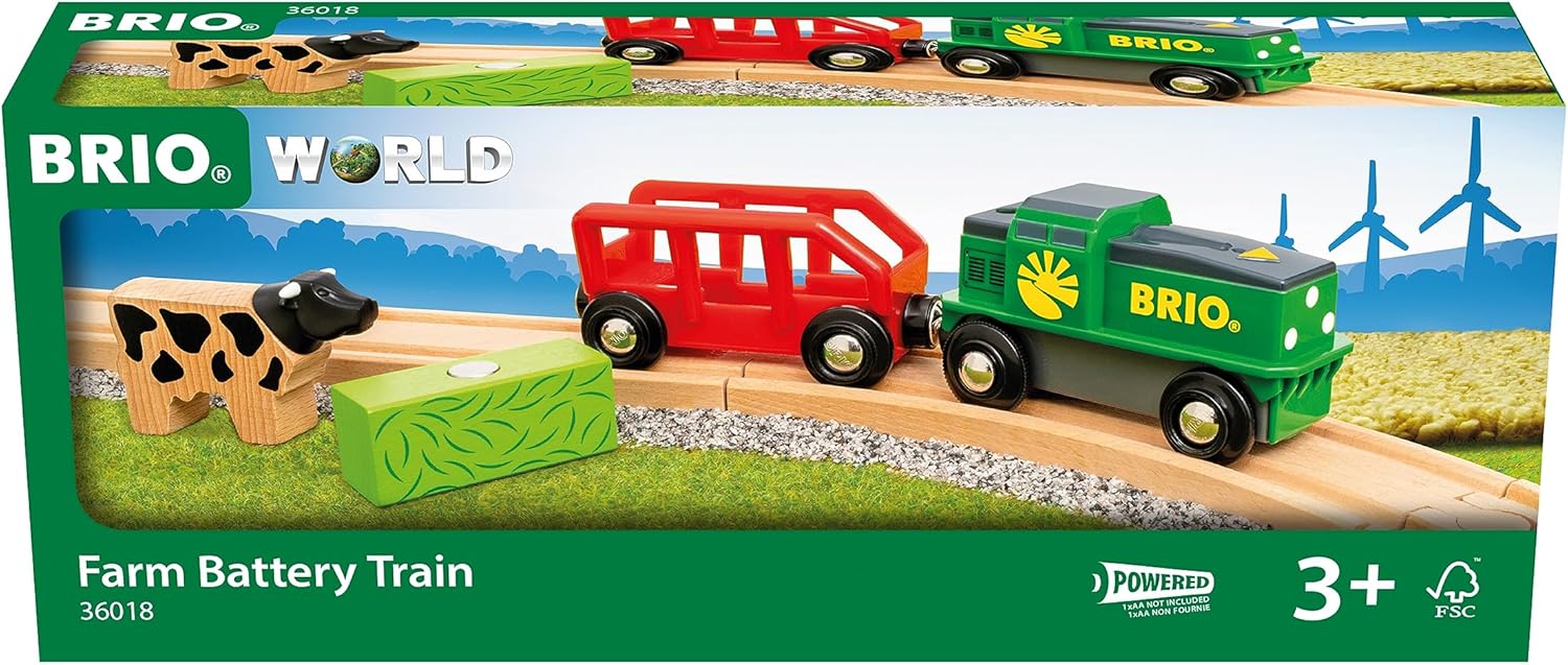 Detalle 2 de BRIO World 36018 Bauernhof-Batteriezug – batteriebetriebener Spielzeugzug für Kinder ab 3 Jahren