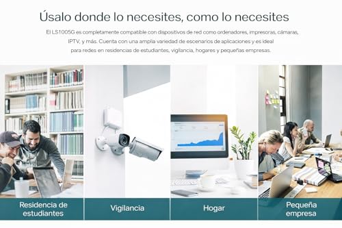 Detalle de TP-Link LS1005G: Switch Gigabit de 5 Puertos, Plug & Play, sin ventilador