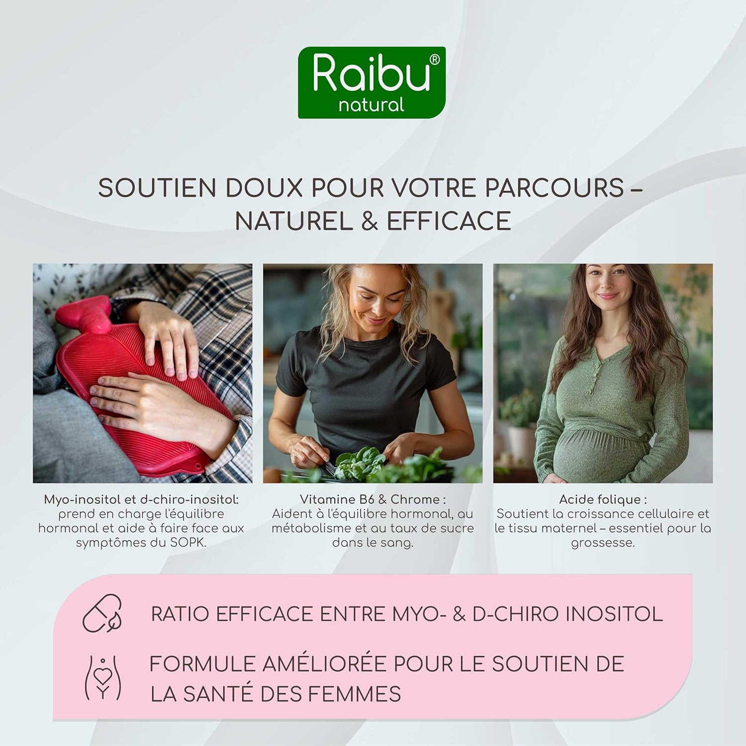 Thumbnail 1 de Inositol Myo Inositol & D-Chiro 150 gélules (avec vitamine B6, acide folique et chrome) – Raibu